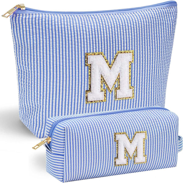 Initial Makeup Bag - Travel Cosmetic Bag, Cute Personalized Engagement Bridesmaid Gifts for Women