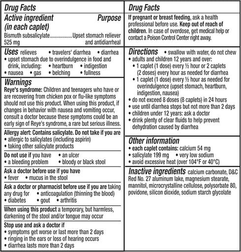 Pepto Bismol Ultra Caplets for Nausea, Heartburn, Indigestion, Upset Stomach, Diarrhea - 24 ct