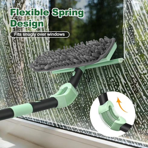 Set 2-in-1 73.6In Window Squeegee Window Cleaning Tool Pole, Window Cleaner Squeegee for Home, Squeegee for Shower