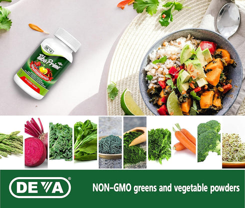 DEVA Tuba Prime Vegan Multivitamin, High-Potency Dietary Supplement, Antioxidants, 90 Tablets