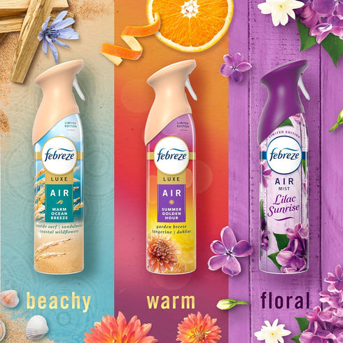 Summer Pack, 8.1oz (Pack 3) Febreze Air Mist, Air Freshener, Odor Fighting Room Spray, Deodorizer for Home Bathroom