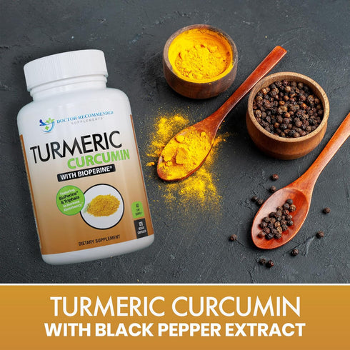 Turmeric Curcumin Supplement - 2250mg/d Veggie Caps with 95% Curcuminoids and Black Pepper Extract, 750mg Capsules
