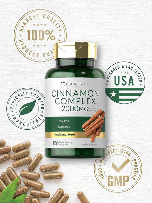 Carlyle Ceylon Cinnamon Complex with Gymnema and Mulberry | 150 Capsules - Non-GMO, Gluten Free Supplement