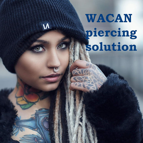 Wacan FAST-HEALING BROAD APPLICATION SALINE SOLUTION for PIERCINGS, Organic Drug-Free Aftercare with Sea Salts & Clove