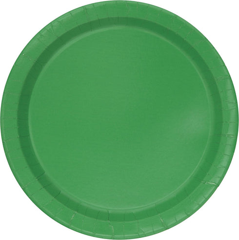 Luxurious Emerald Green Solid Round Dinner Plates, 9" (Pack of 16), Elegant Design