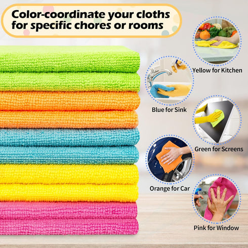 FIXSMITH Microfiber Cleaning Cloth, 20 Pack Lint-Free Reusable Shop Towels for Housekeeping, Kitchen, Car, 12"X12"