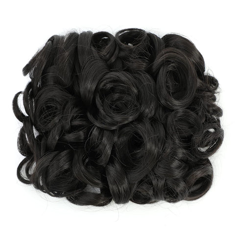 SWACC Short Messy Curly Dish Hair Bun Extension, Easy Stretch Hair Combs Clip in Ponytail Extension (Natural Color