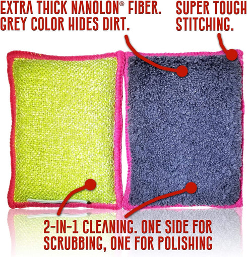 Life Miracle 2 Pack. 4.5 3 Nano Sponge Cleaning Sponges. Supersized Everyday Heavy Duty Household Kitchen and Dish