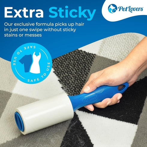 PetLovers Extra Sticky Lint Roller Bulk Set, 3 Rollers 7 Refills, 1,000 Sheets for Pet Hair Removal and Grooming