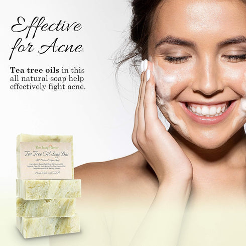 TEA TREE SOAP BAR - 4 Natural Tea Tree Oil Soap Bars for Face, Hand, Foot, Body Wash - 4 Large 4.5 oz Bars