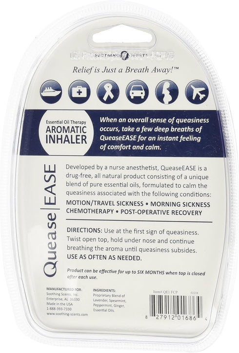 QueaseEase Aromatic Inhaler, Essential Oil Therapy, 1 Ea, Grey, 0.07 Fl Oz (Pack of 1)
