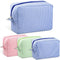 Sanwuta 3 Pack Seersucker Makeup Bag, Cute Stripe Cosmetic Pouch Gifts for Women and Girls (Pink, Blue, Green)