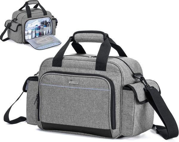 Trunab Portable Medical Supplies Nurse Bag Empty, Shoulder Bag for Hospice, Home Visit, Hospital Interns, Grey