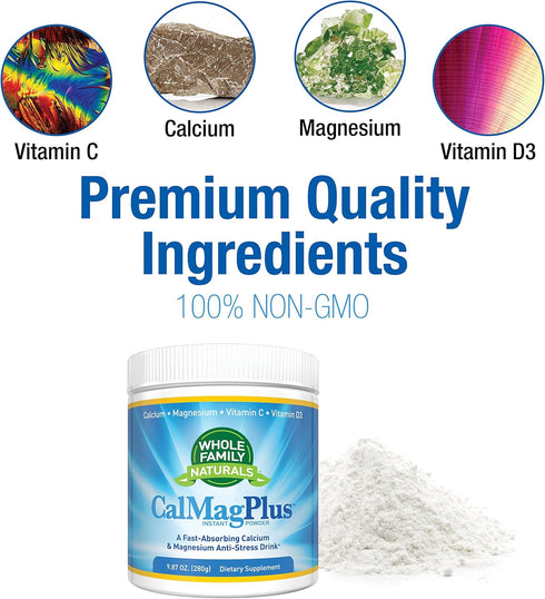 Calcium Magnesium Powder Supplement - CalMag Plus with Vitamin C & D3 - Gluten Free, Non GMO - Natural Calm Cal Mag Drink - Cal-Mag for Muscles - Calm Sleep Magnesium Drink Powder - Calcium Supplement