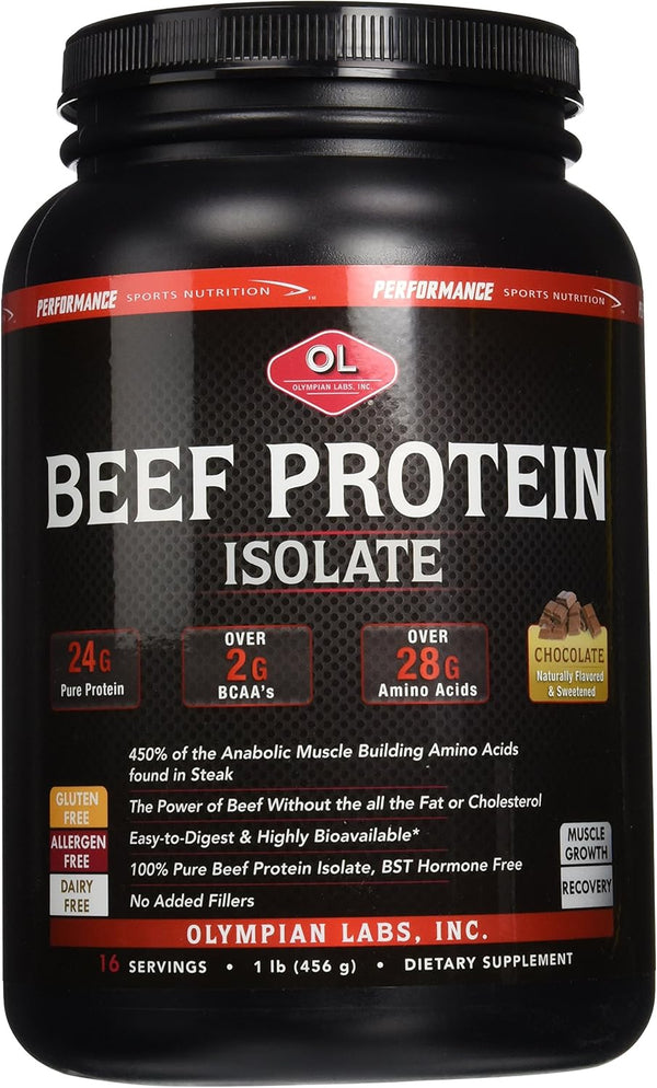 Olympian Labs Beef Protein Isolate, 1 Pound, Chocolate, 16 Ounce (03273)