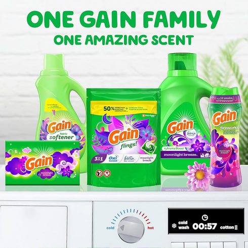 Gain flings Laundry Detergent Soap Pacs, HE Compatible, 112 ct, Long Lasting Moonlight Breeze