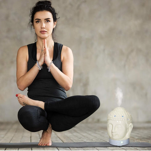 White Buddha Ceramic Essential Oil Diffuser by Aromar