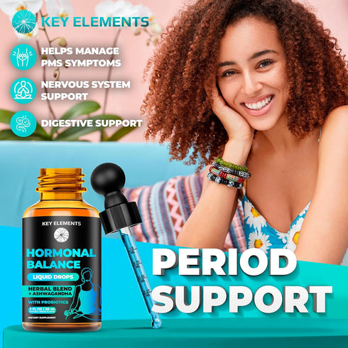 Liquid Hormone Balance Supplements for Women & PMS Relief - Menopause Support PMS Vitamins Menstrual Cramp Relief - PMS