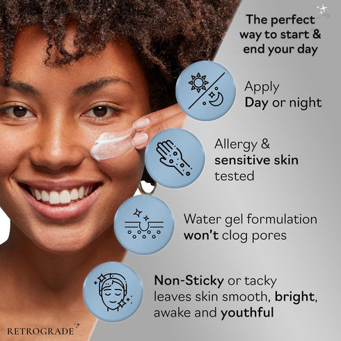 Retrograde Skin Care Hydra Hyaluronic Acid Water Gel Cream, Daily Face Moisturizer for Dry Skin, Scented