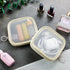 Weewooday 4 Pcs Mesh Makeup Bag, Mini Portable Cosmetic Travel Toiletry Pouch with Zipper for Daily Accessories (Beige,