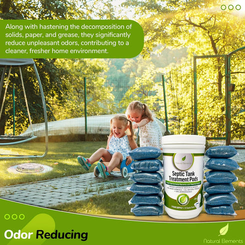 Natural Elements Septic Tank Treatment Pods - 1-Year Supply, Pack of 12, Eco-Friendly Bacteria & Enzymes
