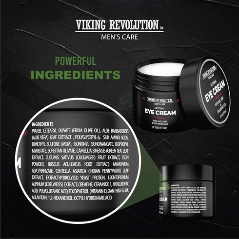 Viking Revolution Men's Eye Cream, Natural Anti-Aging Treatment, Reduces Dark Circles & Puffiness, 6ml