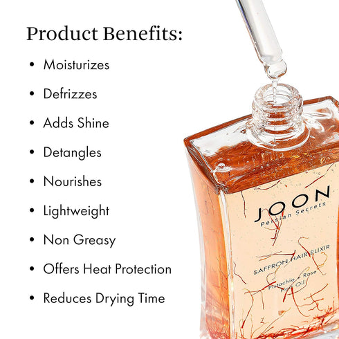 Joon Saffron Hair Elixir, Pistachio + Rose Hair Oil, 1.11 Fl. Oz.