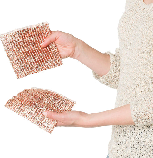 REDECKER 2-Ply Woven Copper Scrubbing Cloth, Durable Non-Abrasive Scrubber, Machine Washable, Set of 2