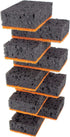 Black & Orange Multi Use Scrub Sponges | 9 Pack | Heavy Duty Non Scratch Fiber, Made in Europe