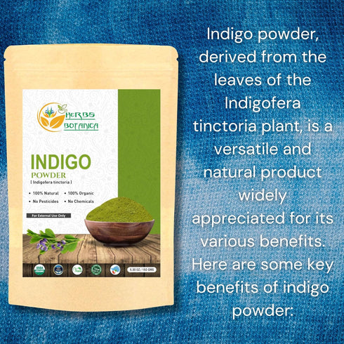 Indigo Powder for Hair - 150 Grams Natural Black Hair Dye, Indigofera Tinctoria, 100% Natural Organically Grown