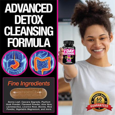 7 Day Cleanse Program, Colon Detox with Natural Laxative for Constipation & Bloating, Extra-Strength Senna Leaf