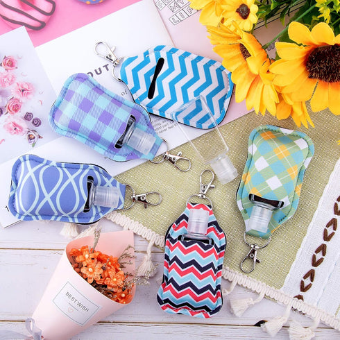 Duufin 40 Pieces Keychain Set with 20 Hand Sanitizer Holder Keychains and 20 Reusable Flip Cap Travel Bottles