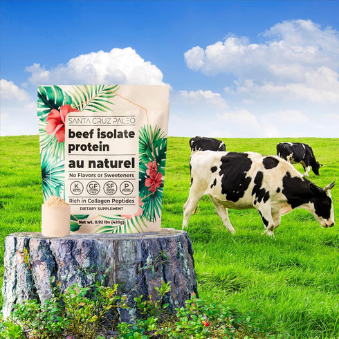 Santa Cruz Paleo Beef Isolate Protein Powder, Au Naturale, 20g Protein, Gluten Free, Keto, Sugar Free, 0.92 Lbs