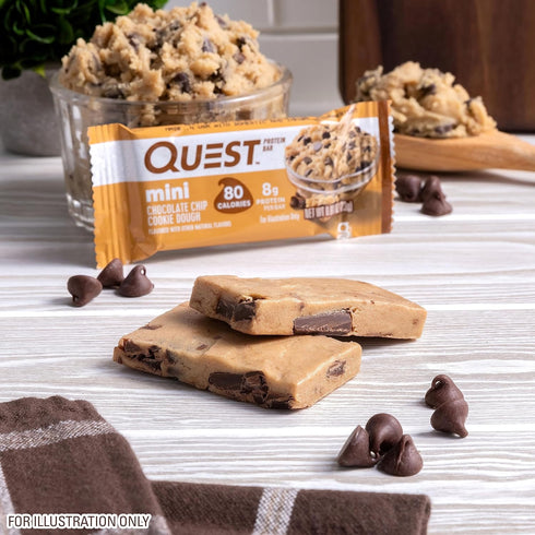 Quest Nutrition Mini Chocolate Chip Cookie Dough Protein Bars, 8g Protein, 14 Count, Gluten Free