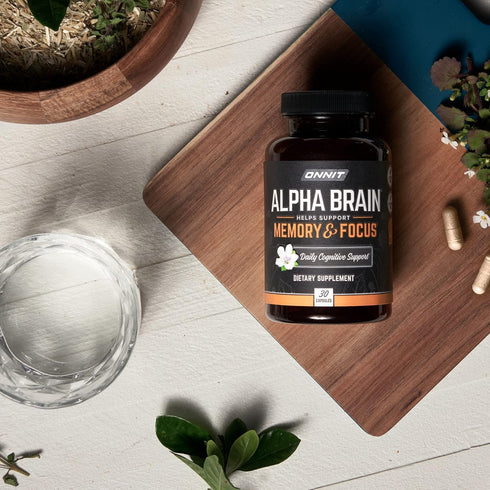 ONNIT Alpha Brain Premium Nootropic Brain Supplement, 30 Count - Caffeine-Free Focus Capsules for Memory & Concentration