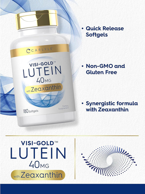 Carlyle Lutein and Zeaxanthin 40 mg - 180 Softgels, Eye Health Vitamins, Non-GMO & Gluten Free