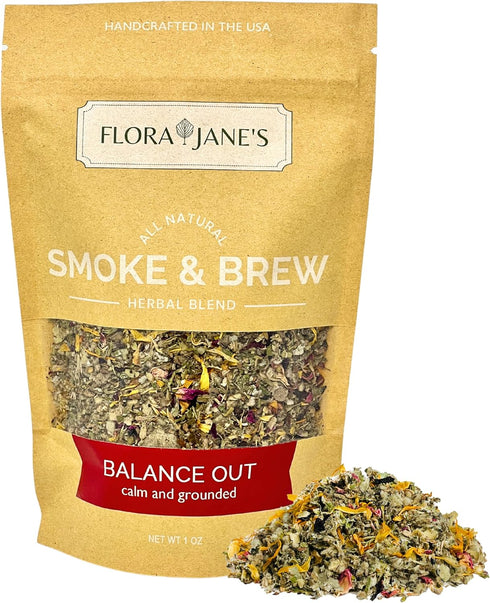 Flora Jane's Smoke & Brew - Balance Out Blend for Mental Support and Relaxation - Organic Herbal Blend