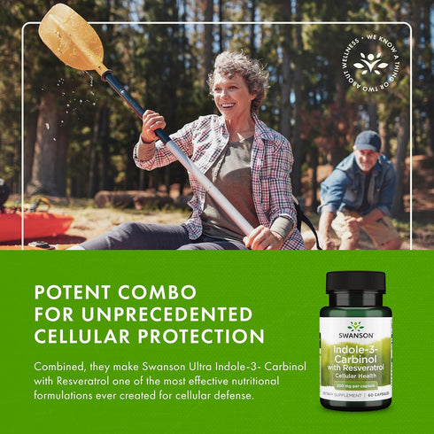 Indole-3-Carbinol I3C (60 200mg (2 Pack) Swanson with Resveratrol - Supplement Promoting Cellular Protection - Natural