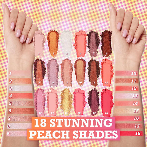 Peach Please 18 Colour Eyeshadow Palette for Beauty, Matte Metallic Sparkle Shimmer Eye Makeup for Girls & Highlighter