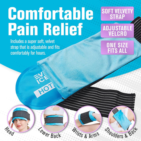 Reusable Hot and Cold Gel Ice Pack Wrap (4 Pack) for Adjustable, Flexible Therapy for Knee, Back, Shoulder, Arm, Leg