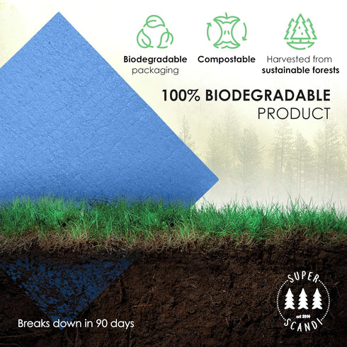 SUPERSCANDI 10 Pack Swedish Dishcloths, 100% Biodegradable & Compostable, Food-Safe, Washable, Blue