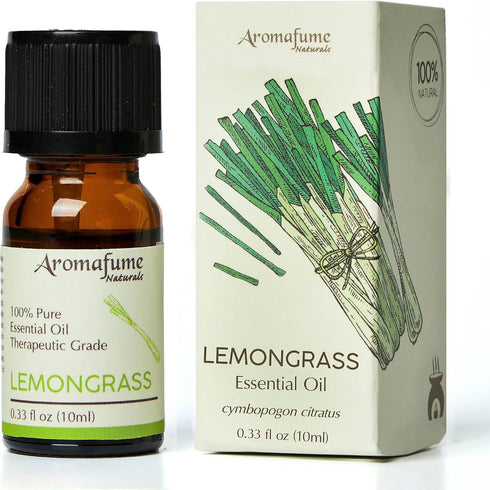 AROMAFUME Lemongrass Essential Oil - 100% Natural, Therapeutic Grade for Home Diffusers, 10ml