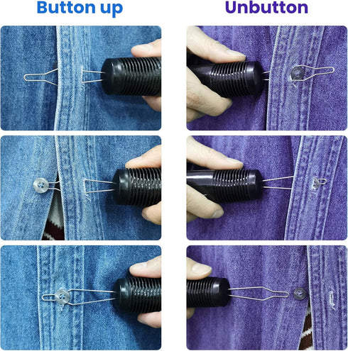Daily Treasures Button Hook Dressing Aid with 8Pcs Zipper Pulls, Non-Slip Ribbed Handle for Seniors, Arthritis