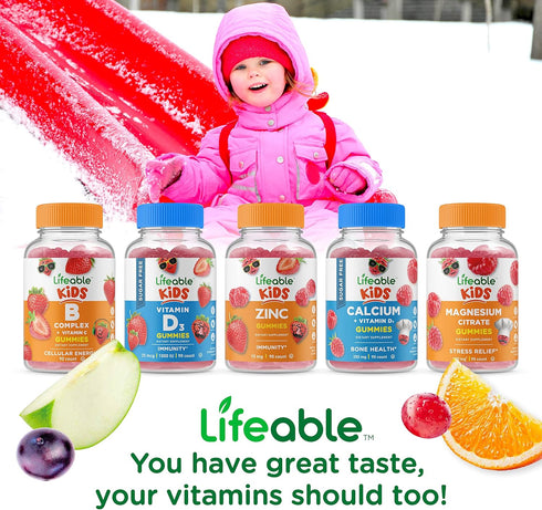 Lifeable Sugar Free Vitamin C for Kids, 250 mg, 90 Gummies, with Echinacea for Immune Support