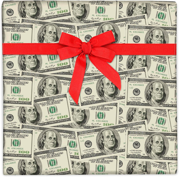 CENTRAL 23 Funny Wrapping Paper, 6 Sheets Birthday Gift Wrap and Tags, Dollar Bills Money Paper for Adults
