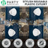 Party Bargains Disposable Plastic Navy Gold Salad Forks, Infinity Modern Design Utensils, 20 Pack