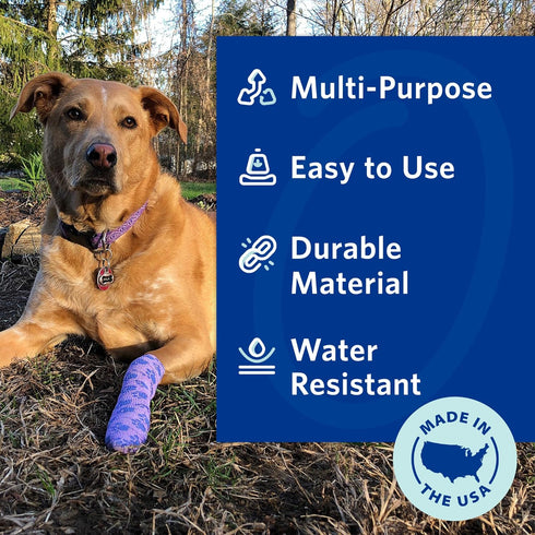 Pack 2 inch, 6 OVIK Health PetFlex Pet Flexible Self-Adhering Elastic Bandage for Wound Care First Aid Wrap for Small