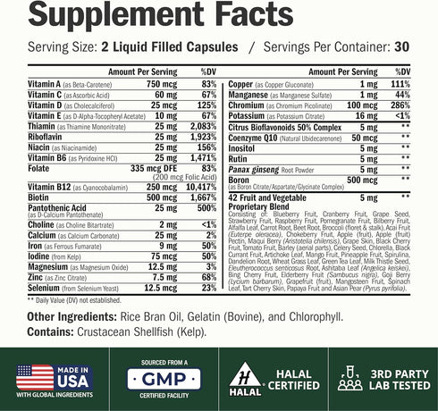 Immune 60 Multivitamin for Men with Vitamins and Minerals for Energy, Focus and Health Premium Daily Mens Multivitamins