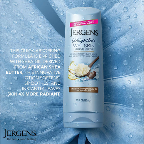 Jergens Wet Skin Body Moisturizer with Shea Butter Oil, Pure Shea Butter In Shower Lotion, Moisturizer for Dry Skin, Fast-Absorbing, Non-Sticky, 10 oz, Dermatologist Tested