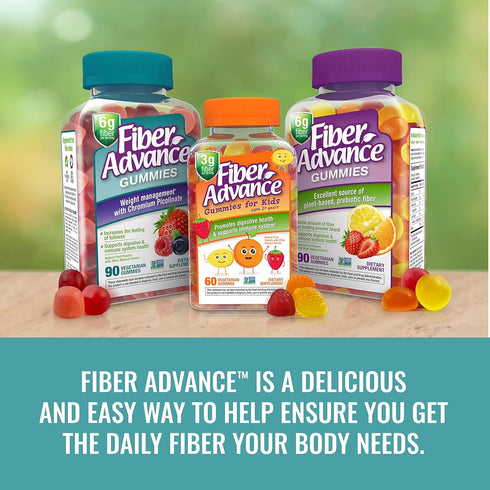 Fiber Advance Weight Management Gummies, 100% Plant Based Fiber for Digestive Wellness, 90 Count